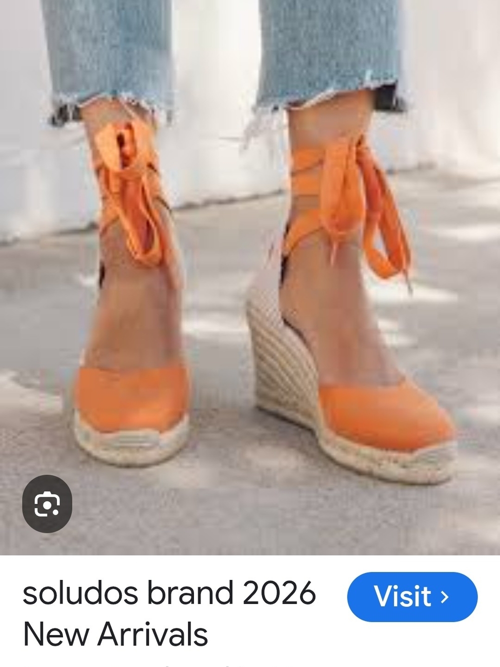 Soludos Orange Espadrille Wedge Tie-Ankle Sandals